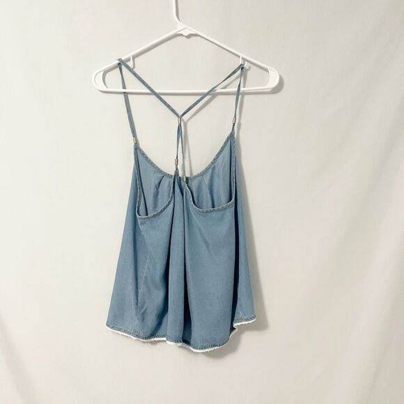 🟢Life in Progress Blue Denim Spaghetti Strap Top Size XS - Picture 5 of 7